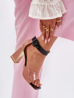 Lakované Dámské Sandály Na Podpatku model 21695396 Růžové - VINCEZA