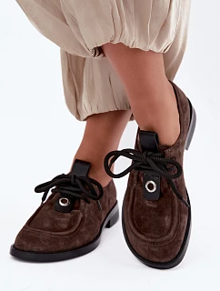 Dámske poltopánky typu barefoot z prírodného semišu D&A CR62-3460, hnedé