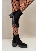 Dámske zateplené členkové topánky na podpätku Eco Suede Black Irissinae Dámske zateplené členkové topánky na podpätku Eco Suede Black Irissinae