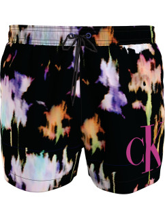 Pánske plavky SHORT DRAWSTRING KM0KM00968 0GJ čierne s farebným vzorom - Calvin Klein