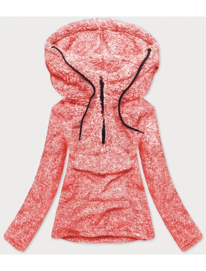 Červená melanžová plyšová dámska mikina (HH008-5)