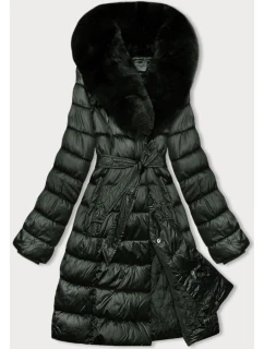 Zimná bunda v army farbe s kožušinovým golierom S'west (B8197-11)