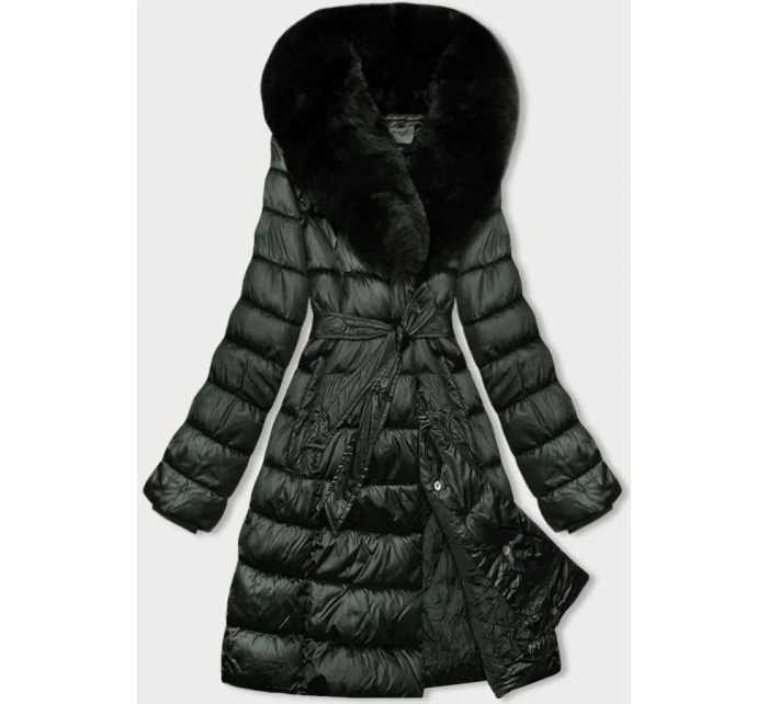 Zimná bunda v army farbe s kožušinovým golierom S'west (B8197-11)