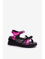 Dámské sandály s mašlí D&A model 21660353 fuchsie - S.Barski