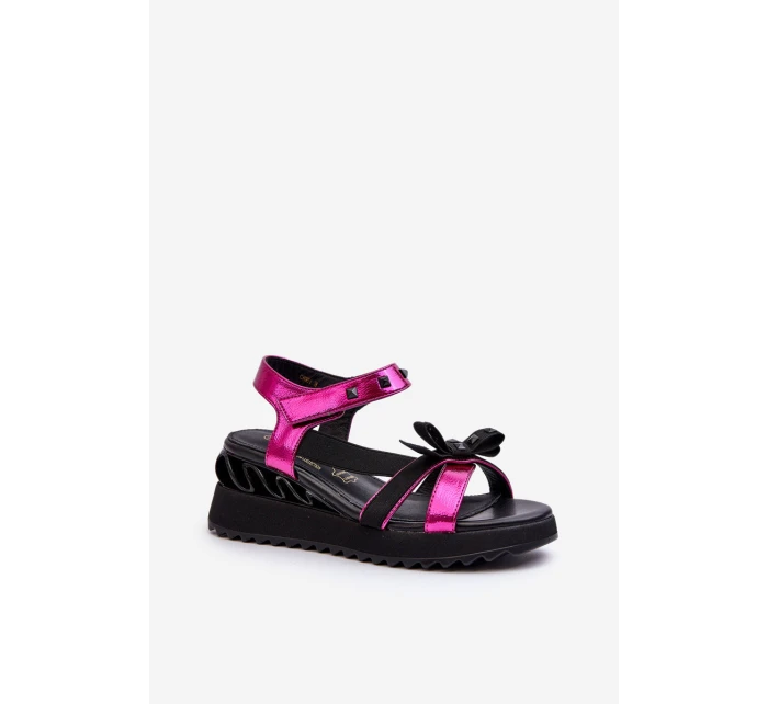 Dámské sandály s mašlí D&A model 21660353 fuchsie - S.Barski