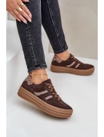 model 21679935 Semišové Sneakersy Na Platformě Leopardí Čokoládové - Zazoo