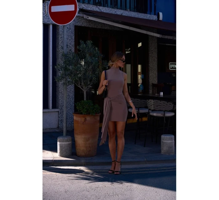 M841 Mini šaty so zaväzovaním vpredu - béžové