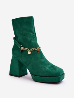 Dámske členkové topánky s retiazkou, zelené Tiselo