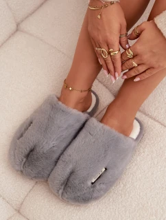 Dámske huňaté papuče - sivé Belinna