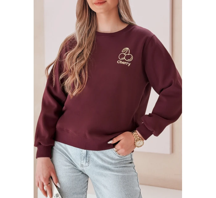 Dámska nadrozmerná mikina s výšivkou CHERSOFT slivka FashionStreet BY1399 Dámska nadrozmerná mikina s výšivkou CHERSOFT slivka FashionStreet BY1399
