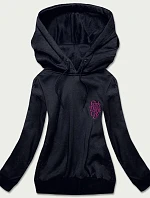 Krátka tmavo modrá dámska mikina (26013)