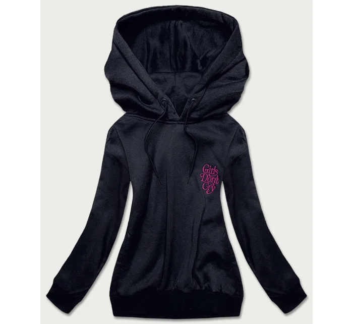 Krátká tmavě modrá dámská mikina model 16317036 - J.STYLE Krátká tmavě modrá dámská mikina model 16317036 - J.STYLE