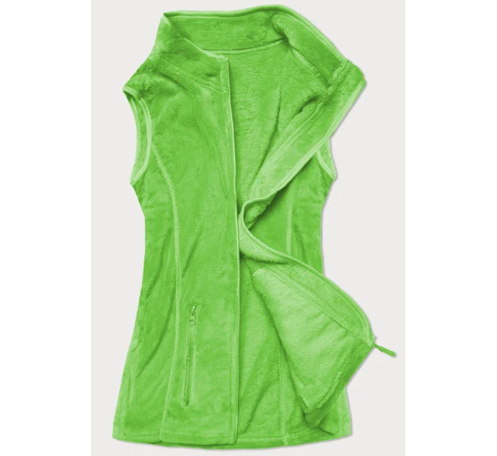Dámska plyšová vesta v neónovo zelenej farbe (HH003-44)