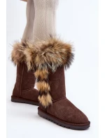 Damskie Botki Śniegowce Ocieplane Zamszowe Brązowe Balvin Damskie Botki Śniegowce Ocieplane Zamszowe Brązowe Balvin