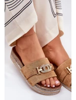 Klapki Damskie Ze Złotym Detalem Na Platformie Z Brokatem Camel Eanes Klapki Damskie Ze Złotym Detalem Na Platformie Z Brokatem Camel Eanes
