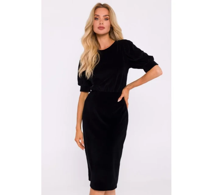 M827 Zamatové plášťové šaty - čierne M827 Zamatové plášťové šaty - čierne