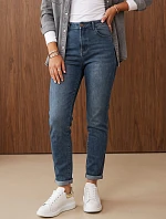 Jeansy damskie mom fit z wysokim stanem niebieskie FashionStreet UY3244