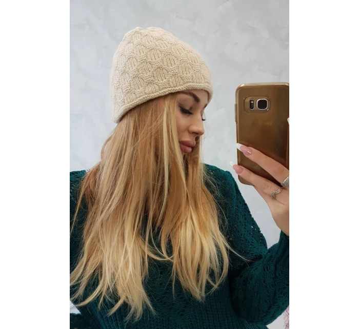 Čepice světle béžová model 18750043 - K-Fashion Čepice světle béžová model 18750043 - K-Fashion