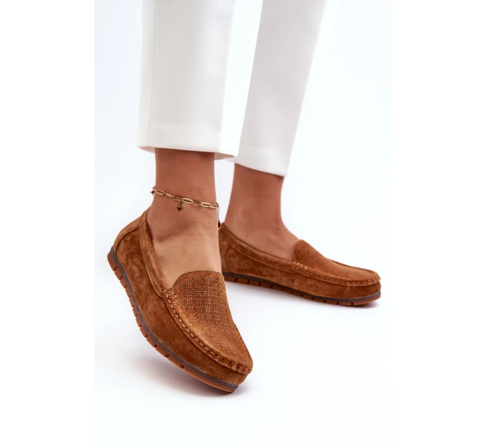 Zamszowe Mokasyny Damskie Camel S.Barski LR755