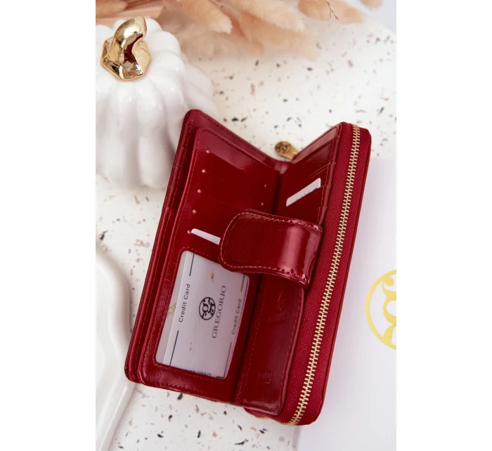 Lakovaná dámska kabelka so zlatými detailmi Evlinne - červená