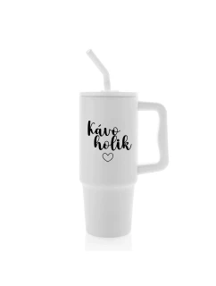 KÁVOHOLIK - bílý cestovní termohrnek 900 ml