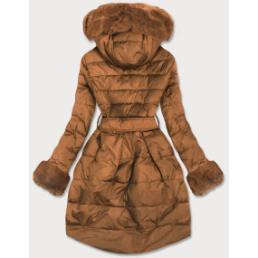 Hnedá dámska rozšírená zimná bunda (X006X)