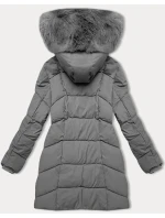 Tmavo šedá dámska zimná plus size bunda do polovice stehien S'west (B8306-70) Tmavo šedá dámska zimná plus size bunda do polovice stehien S'west (B8306-70)