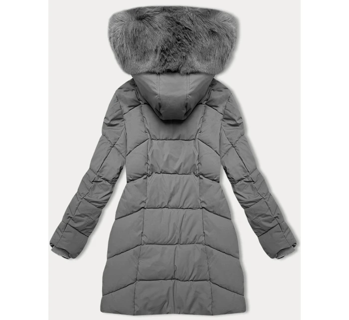 Tmavo šedá dámska zimná plus size bunda do polovice stehien S'west (B8306-70) Tmavo šedá dámska zimná plus size bunda do polovice stehien S'west (B8306-70)