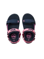 dětské boty dívčí sandály na suchý zip na léto na model 22071708 tmavě modré růžové - Lee Cooper