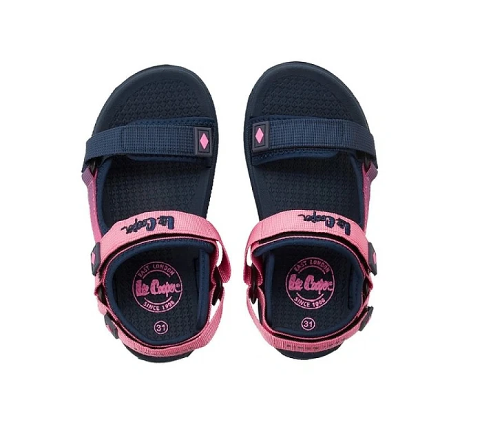 dětské boty dívčí sandály na suchý zip na léto na model 22071708 tmavě modré růžové - Lee Cooper