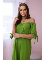 Šaty viazané na rukávoch olivové Šaty viazané na rukávoch olivové