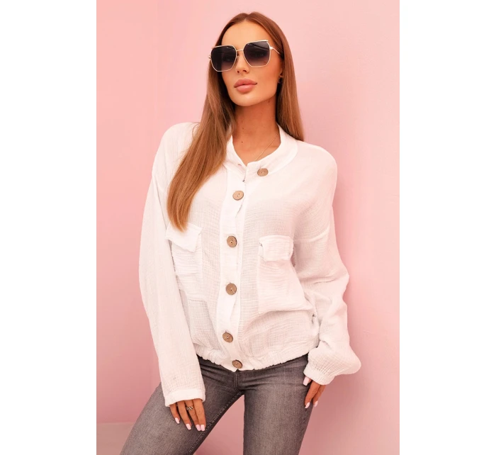 Dámske mušelínové tričko s dlhým rukávom biele