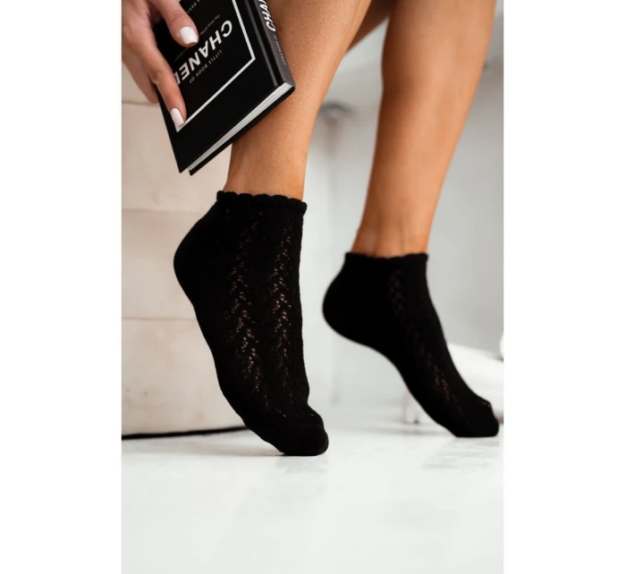 Dámské ponožky kotníkové krajkové černé