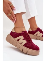 Semišové Dámské Tenisky Na Platformě model 21704994 Bordové - VINCEZA