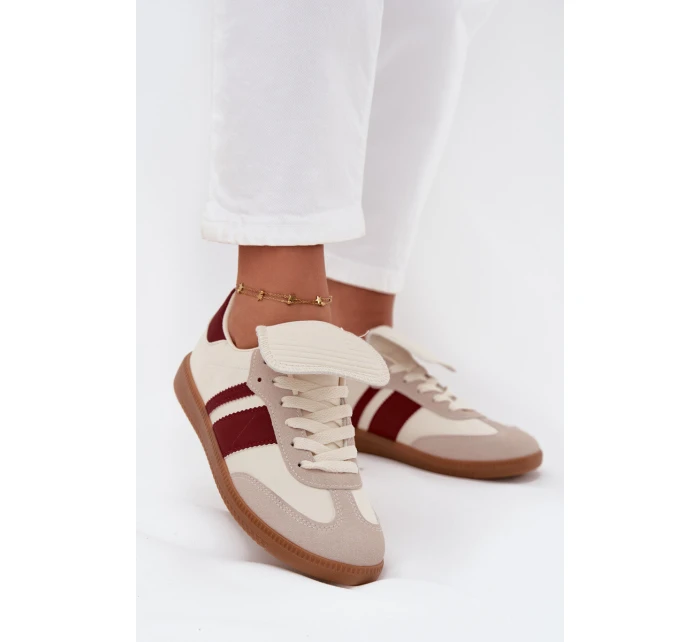 Niskie Sneakersy Damskie Z Wywiniętym Językiem Bordowe Ardira