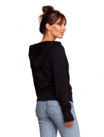 B246 Zavinovací sveter s kapucňou - čierny