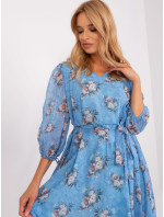 Modré oversize šaty s kvetinovou potlačou