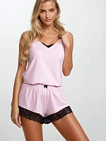 Dámske pyžamo Laura Light Pink with Black - Momenti Per Me