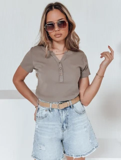 Dámská žebrovaná halenka LOOK hnědá Dstreet model 21988801 - FashionStreet