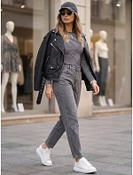 Dámske džínsy Mom Fit s elastickým pásom, sivé, FashionStreet UY3100 Dámske džínsy Mom Fit s elastickým pásom, sivé, FashionStreet UY3100