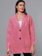 Krátky plášť z alpakovej vlny lososový (7108-1)