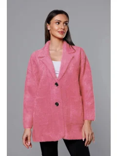 Krátky vlnený prehoz cez oblečenie typu alpaka v lososovej farbe (7108-1)