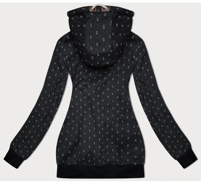 Černá dámská rozepínací mikina se stahovacími lemy model 21310436 - 6&8 Fashion