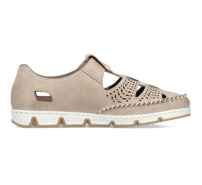 Rieker W RKR651 béžové kožené poltopánky s háčikom a pútkom Rieker W RKR651 béžové kožené poltopánky s háčikom a pútkom