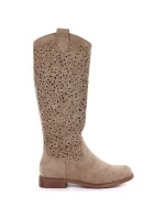 Béžové ažurové dámské kozačky model 22013131 - S.Barski