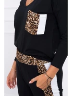 Sada s leopardím potlačou čierna Sada s leopardím potlačou čierna