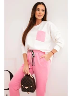 Dámský komplet máslový s kontrastní kapsou světle růžový Dámský komplet máslový s kontrastní kapsou světle růžový