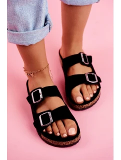 Damskie Klapki Na Korku Z Klamrami Czarne Si Senor