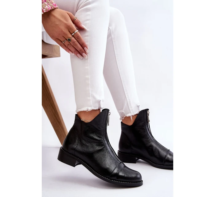 Kožené kozačky na zip Nicole model 21612117 Černá - Zazoo