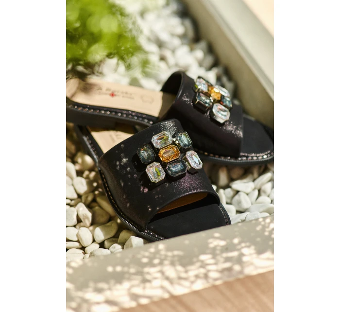 Dámské sandály s ozdobami model 21665115 černé - S.Barski
